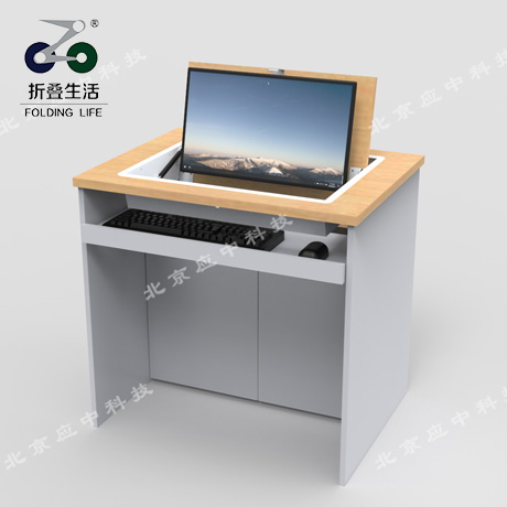 Q1單人位顯示器隱藏電腦桌，多功能翻轉(zhuǎn)電腦桌